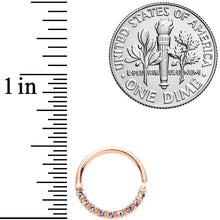 16G 3/8 Clear Gem Rose Gold Tone Elegance Seamless Circular Ring