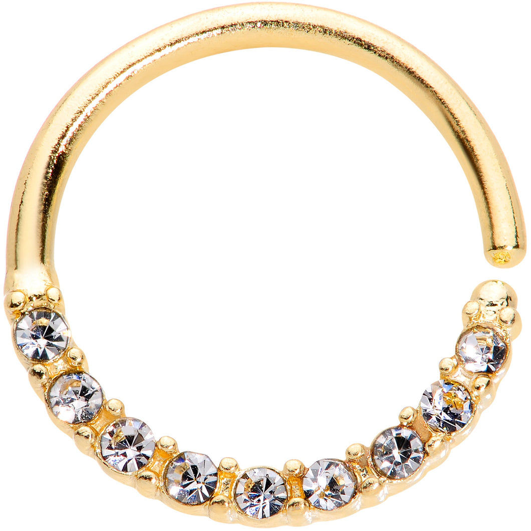 16G 3/8 Clear Gem Gold Tone Simple Elegance Seamless Circular Ring