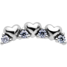 16G 1/4 Clear CZ Gem Tiny Hearts Cartilage Tragus Earring