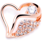 16G 5/16 Clear CZ Gem Rose Gold Tone Heart Left Closure Ring