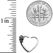 16G 3/8 Halloween Skull Valentine Heart Right Ear Closure Ring