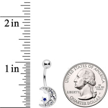 Clear CZ Gem Gold Tone Moon Belly Ring Set of 4