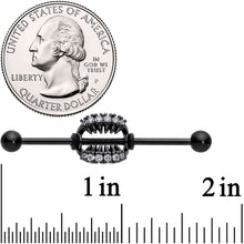 14G Clear CZ Gem Black Monster Fangs Industrial Barbell 38mm