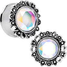 Aurora Gem Filigree Flower Double Flare Plug Set 2G to 1 Inch
