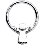 16G 3/8 Clear Gem Tiny Angel Hinged Segment Ring