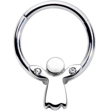 16G 3/8 Clear Gem Tiny Angel Hinged Segment Ring
