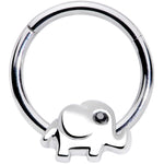 16G 3/8 Black Gem Baby Elephant Hinged Segment Ring