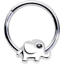 16G 3/8 Black Gem Baby Elephant Hinged Segment Ring