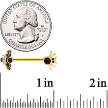 14G 9/16 Black Gem Gold Tone Bee Spider Barbell Nipple Ring Set