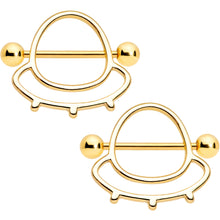 14G 9/16 Gold Tone Outer Space UFO Nipple Shield Set