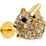16G 5/16 Clear Black Gem Gold Tone Flying Pig Labret Tragus