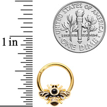 16G 3/8 Clear Gem Gold Tone Insect Bee Hinged Segment Ring