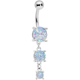 White Gem Triple Drop Dangle Belly Ring