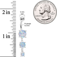White Gem Triple Drop Dangle Belly Ring
