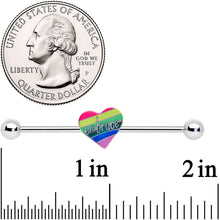 14G Rainbow Embrace Pride Heart Industrial Barbell 38mm