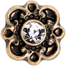 16G 1/4 Clear Gem Gold Tone Flower Emblem Tragus Cartilage Earring