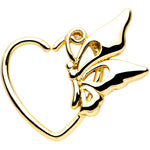 18G 3/8 Gold Tone Butterfly Heart Left Ear Closure Ring