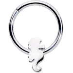 16G 3/8 Steel Nautical Seahorse Hinged Segment Ring