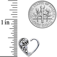 16G 3/8 Clear CZ Gem Art Deco Right Heart Closure Ring