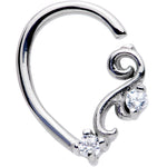 16G 3/8 Clear CZ Gem Half Left Right Ear Closure Ring