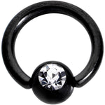 16G 1/4 Clear Gem Black BCR Captive Ring
