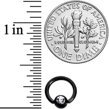 16G 1/4 Clear Gem Black BCR Captive Ring