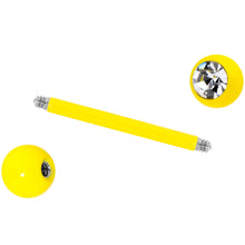 Clear Gem Yellow Glow in the Dark Barbell Tongue Ring
