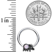 14G 1/2 White Faux Opal Elephant BCR Captive Nipple Ring Set