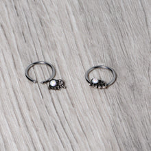 14G 1/2 White Faux Opal Elephant BCR Captive Nipple Ring Set