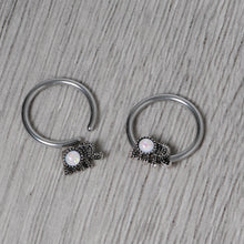 14G 1/2 White Faux Opal Elephant BCR Captive Nipple Ring Set