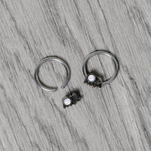 14G 1/2 White Faux Opal Elephant BCR Captive Nipple Ring Set