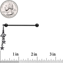 14G Black Planet Stars Dangle Industrial Barbell 38mm