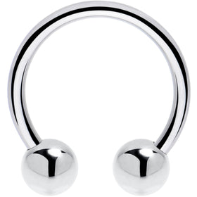 16G 1/2 Solid 14K White Gold Horseshoe Circular Barbell