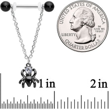 14G 5/8" Clear CZ Gem Spider Web Black Dangle Nipple Ring Set