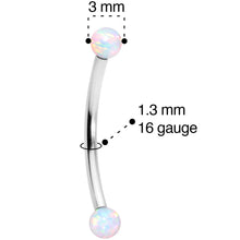 16G 9/16 3mm White Synthetic Opal Curved Barbell