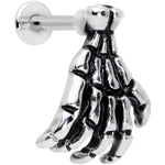 16G 1/4 Spooky Skeleton Hand Halloween Labret Monroe Tragus