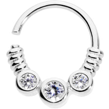 16G 3/8 Clear CZ Gem Trio Coils Closure Ring