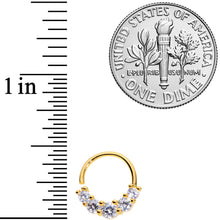 16G 3/8 Clear CZ Gem Cluster Gold Tone Closure Ring