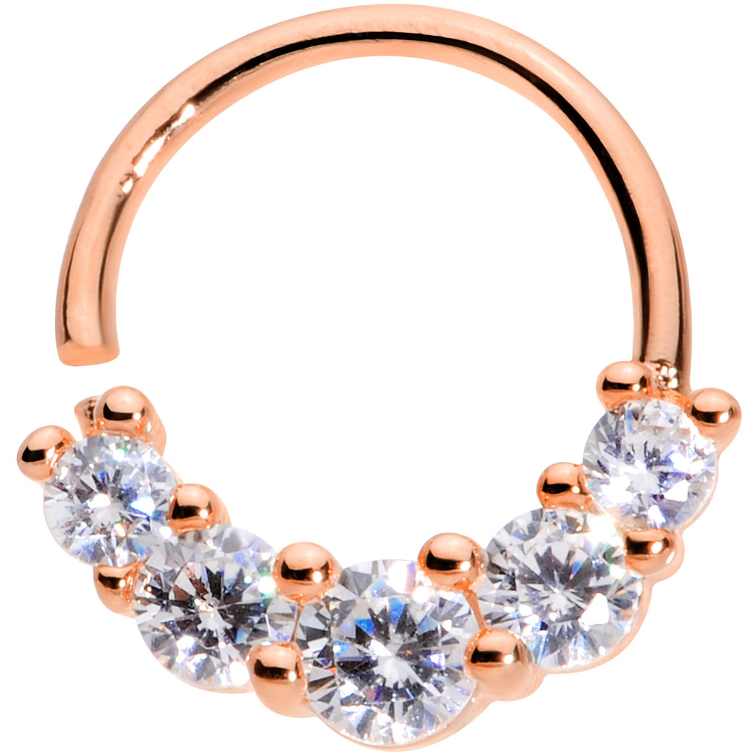 16G 3/8 Clear CZ Gem Cluster Rose Gold Tone Closure Ring