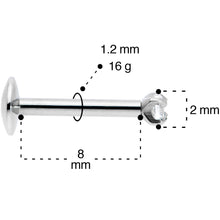 16G 5/16 2mm CZ G23 Titanium Internally Threaded Labret