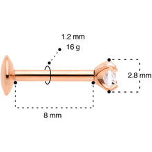 16G 5/16 3mm CZ Rosy G23 Titanium Internally Threaded Labret