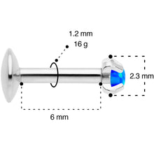16G 1/4 2mm Blue Syn Opal G23 Titanium Internal Thread Labret
