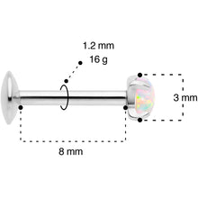 16G 5/16 3mm White Syn Opal G23 Titanium Internal Thread Labret