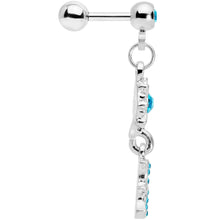 16G 1/4 Aqua Gem Moon Dangle Cartilage Tragus
