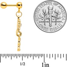 16G 1/4 Clear Gem Gold Tone Moon Dangle Cartilage Tragus