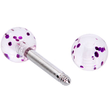 16G 1/4 Purple Splatter Straight Barbell Cartilage Tragus Earring