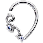 16G 5/16 Clear CZ Gem Half Heart Right Ear Closure Ring