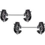 14G 9/16 Grand Ruler Anubis Egyptian Nipple Ring Set