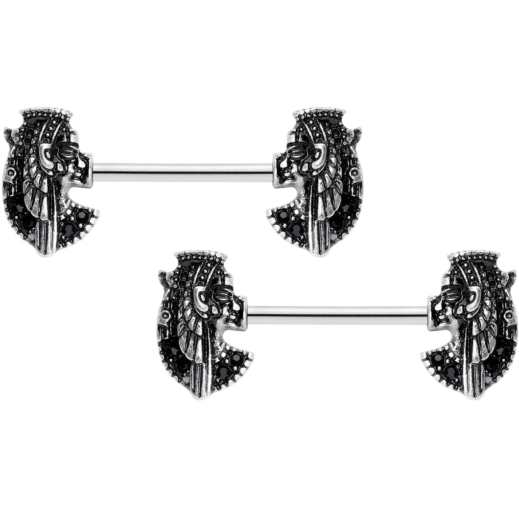 14G 9/16 Grand Ruler Anubis Egyptian Nipple Ring Set