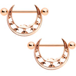14G 9/16 Rose Gold Tone Man in the Moon Nipple Shield Set